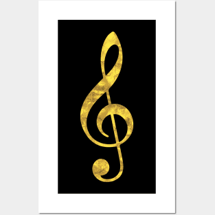 Golden Treble Clef Posters and Art